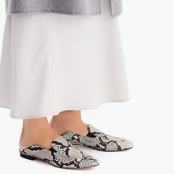 J. CREW CECILE CONVERTIBLE SNAKE EMBOSSED LEATHER SMOKING LOAFERS 6.5-NICE! - Picture 3 of 11